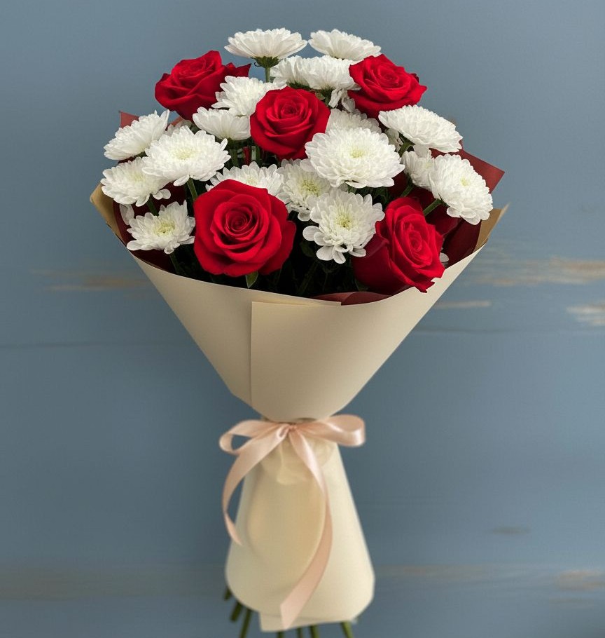 Букет цветов из: Розы и Хризантемы в Залукокоаже