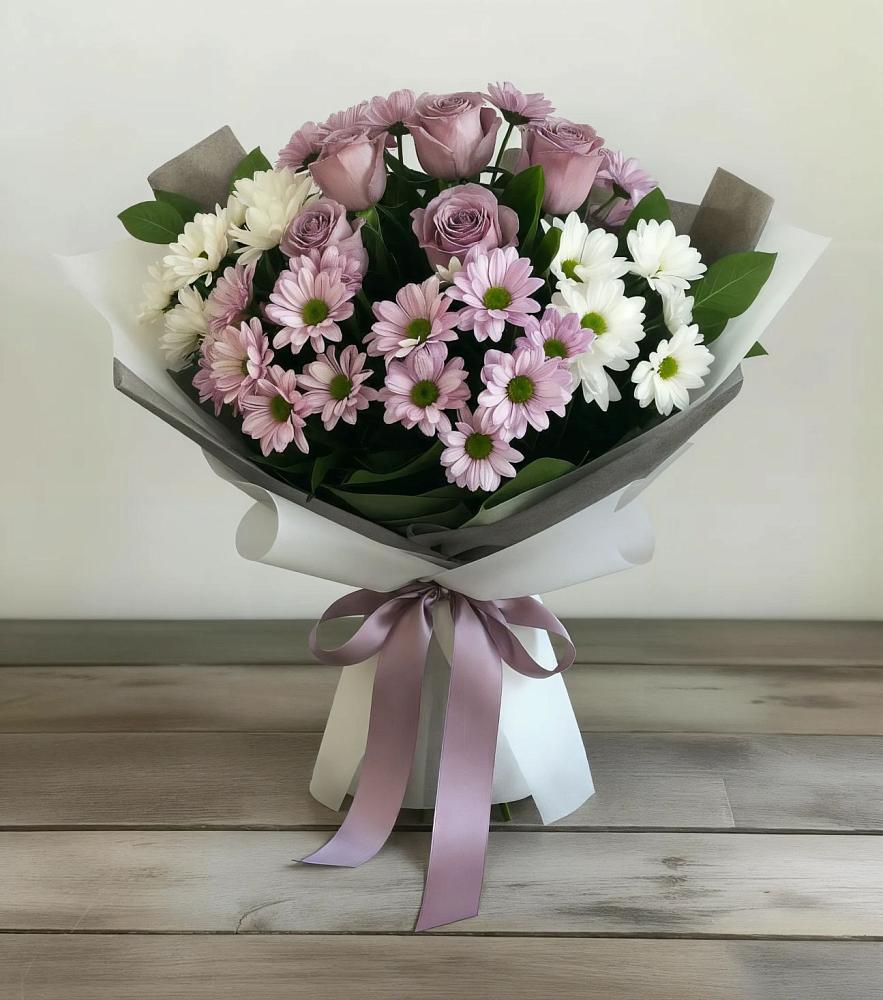 Букет цветов из: Хризантемы и Розы в Залукокоаже