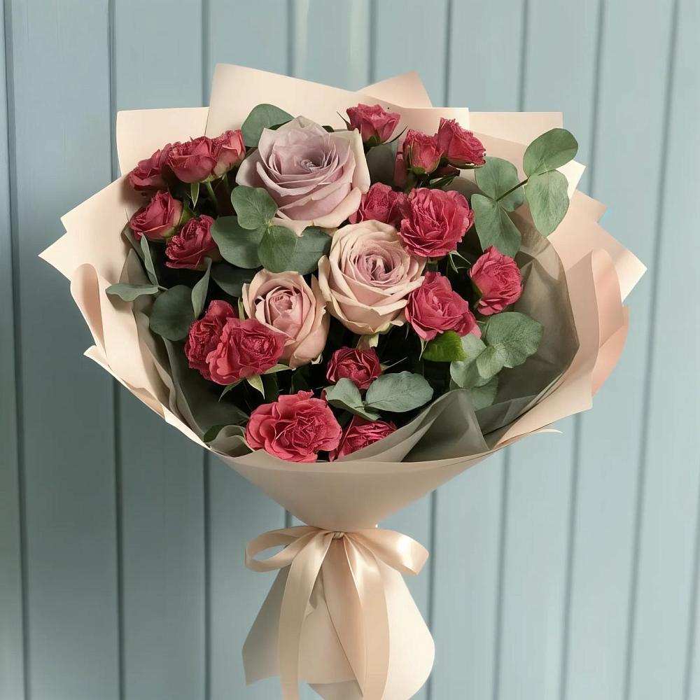 Букет цветов из: Гвоздики и Розы в Залукокоаже