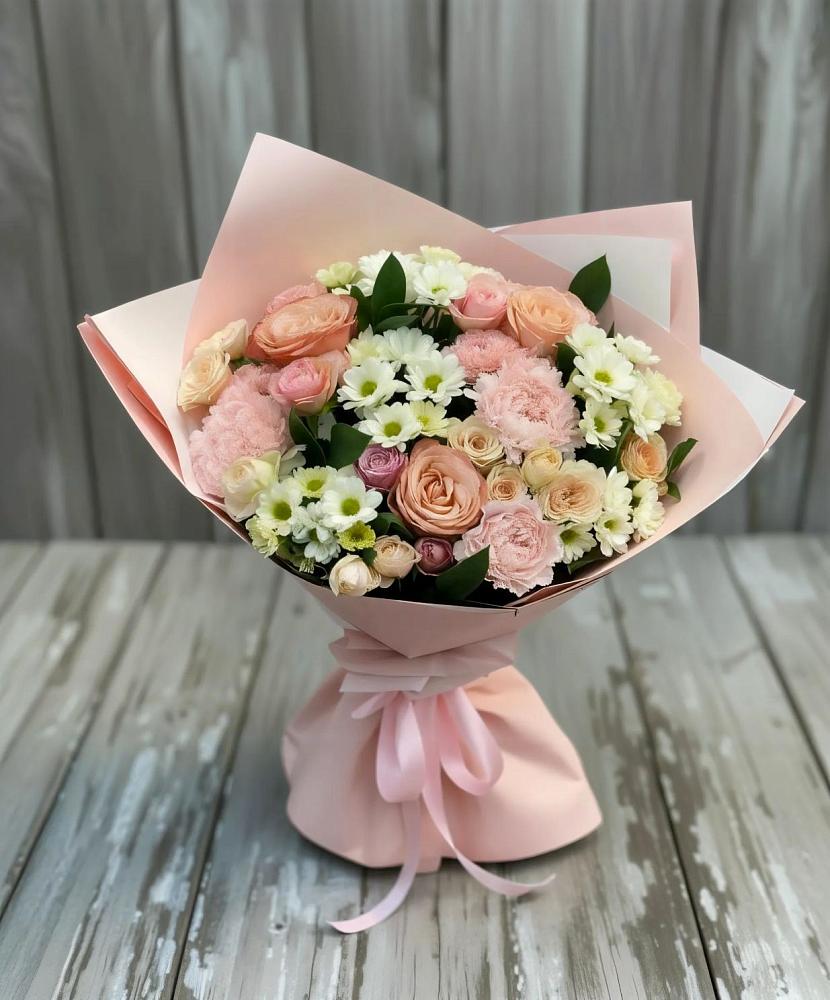 Букет цветов из: Гвоздики, Розы и Хризантемы в Залукокоаже