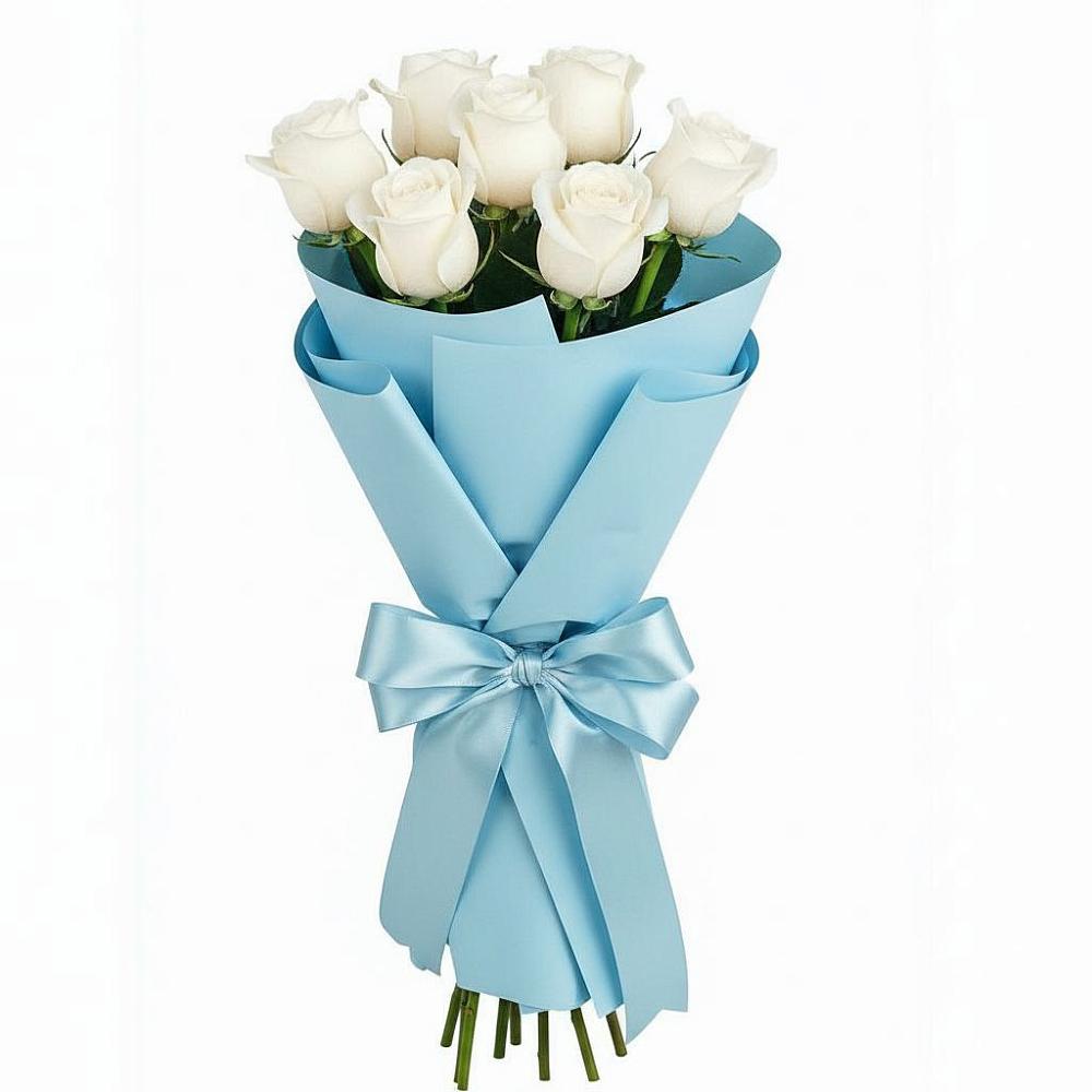 Букет 7 белых роз Проуд в Залукокоаже