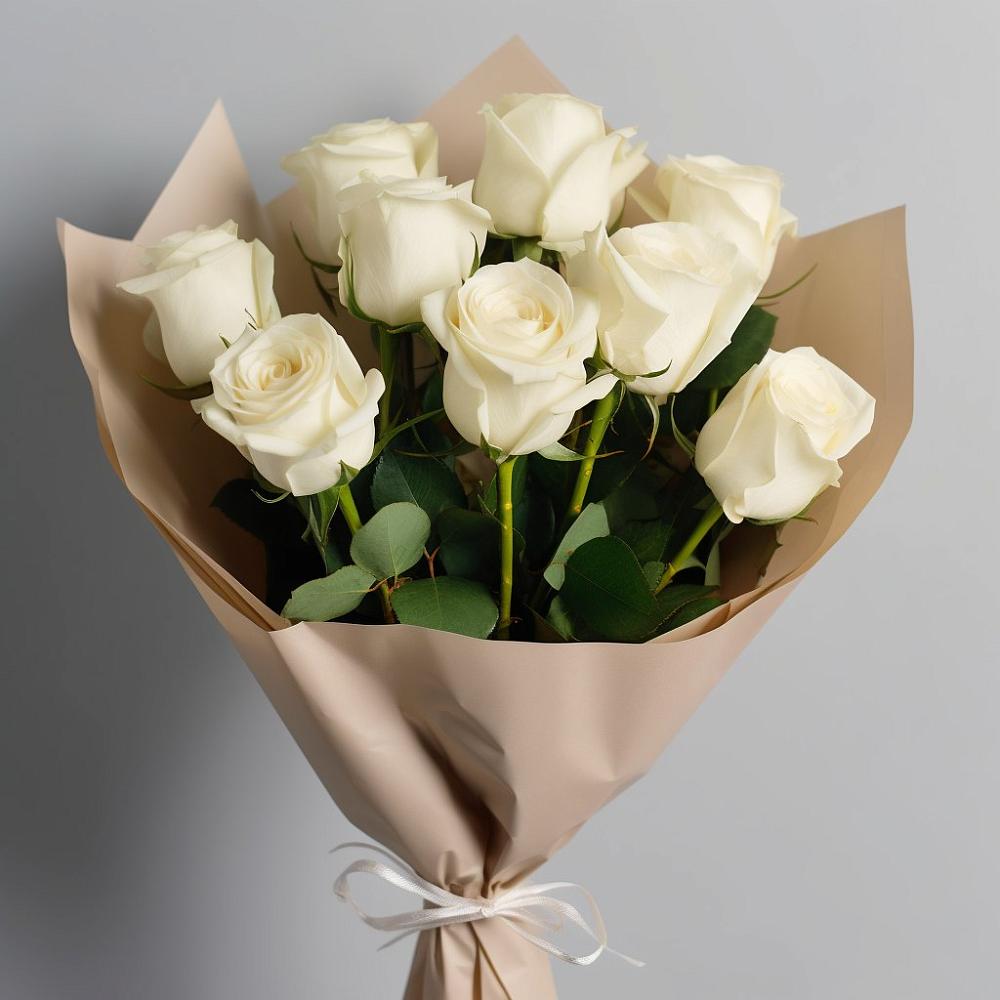 Букет 9 Белых роз Эдлесс Лав в Залукокоаже