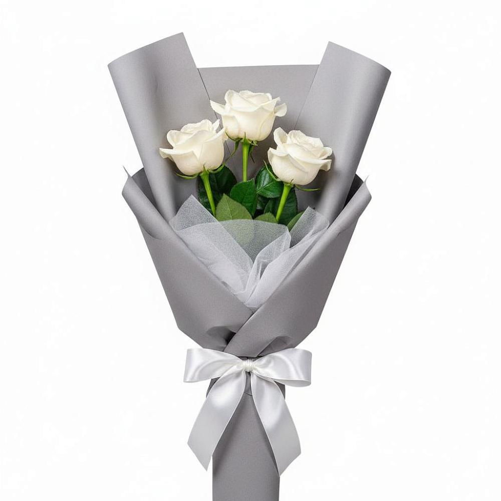 Букет 3 белые розы в Залукокоаже